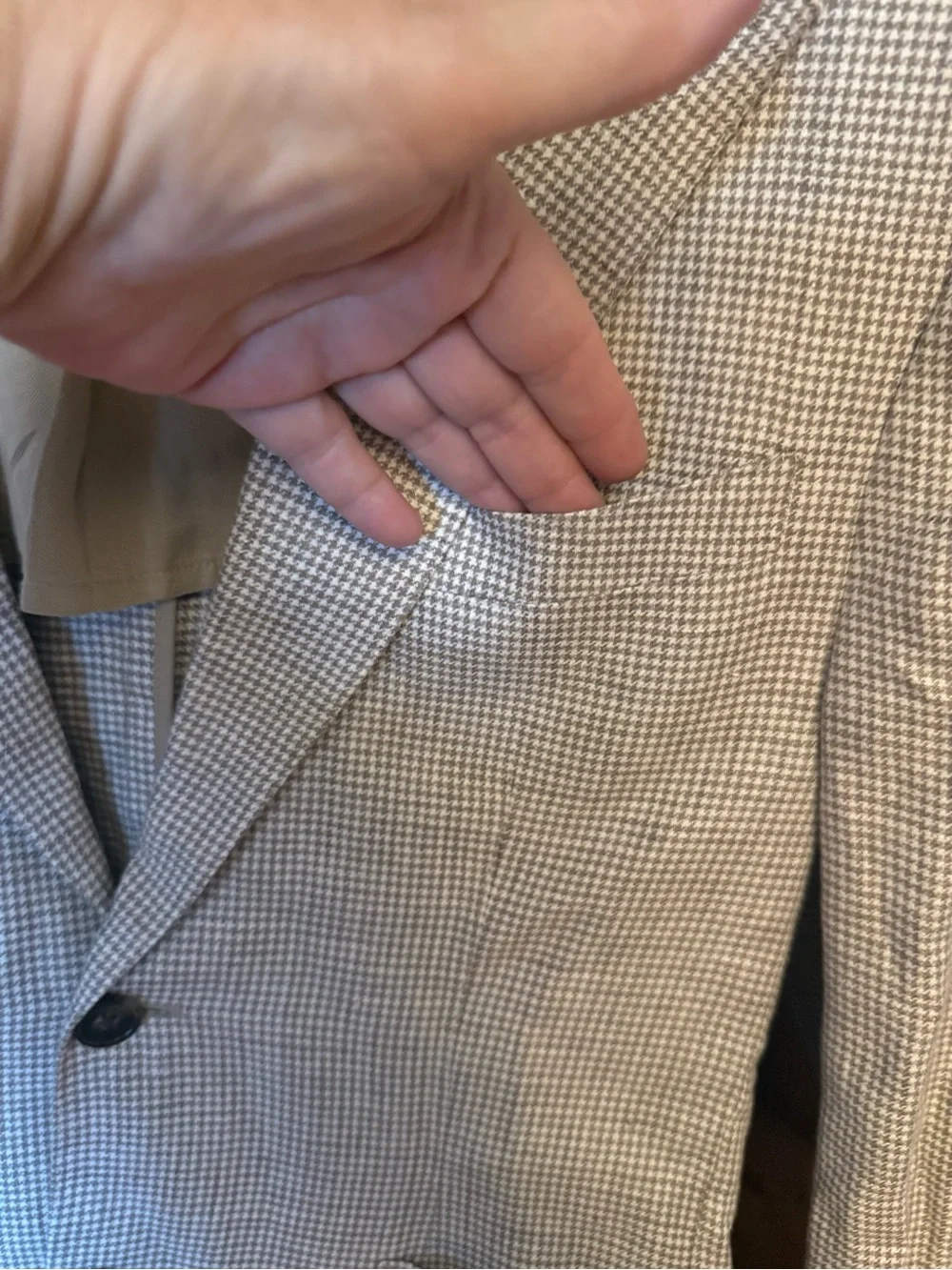 Banana Republic 100% Linen Houndstooth Blazer Sport Coat Jacket 38 S